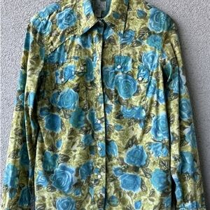 Lucky Brand Dungarees America Vintage Western Stylish FloralSshirt.